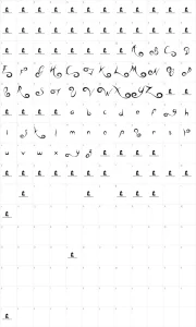 Mapa de caracteres da fonte Head Case