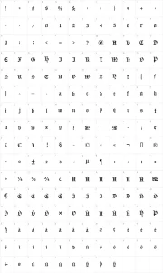 Mapa de caracteres da fonte Headline Text