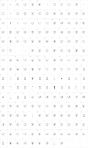 Mapa de caracteres da fonte Heart Becker