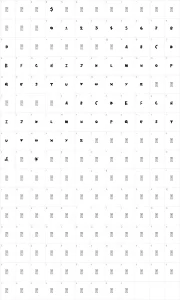 Mapa de caracteres da fonte Heart Hole
