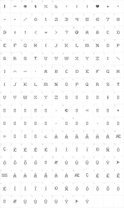 Mapa de caracteres da fonte Heart Sweet Heart