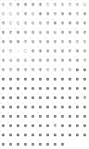 Mapa de caracteres da fonte Hearts BRK