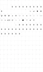 Mapa de caracteres da fonte Hearts by Darrian