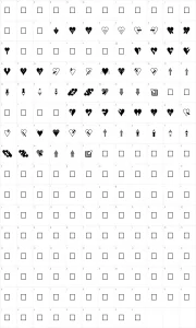 Mapa de caracteres da fonte Hearts n Arrows