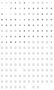 Mapa de caracteres da fonte Hee Haw