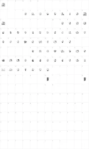 Mapa de caracteres da fonte Hello Kitty