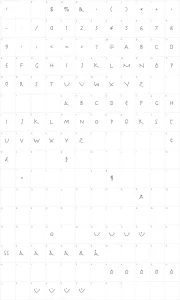 Mapa de caracteres da fonte Herr Cooles Writing