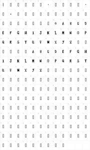 Mapa de caracteres da fonte Hey it's red