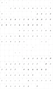 Mapa de caracteres da fonte HFF Ribbon
