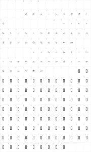 Mapa de caracteres da fonte Hill Country