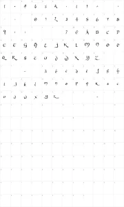 Mapa de caracteres da fonte Hobbiton Brush hand