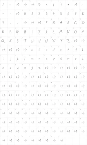 Mapa de caracteres da fonte Honey I Stole Your Jumper
