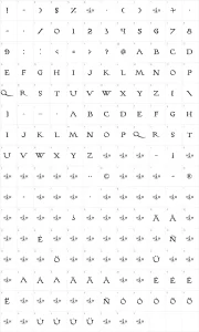 Mapa de caracteres da fonte Hopfer Hornbook