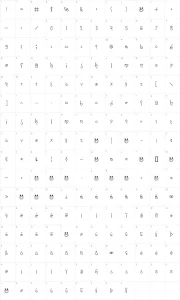 Mapa de caracteres da fonte Horny Devils