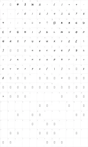 Mapa de caracteres da fonte Horror Scribbles