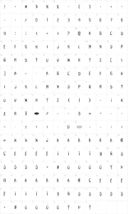 Mapa de caracteres da fonte Horroroid