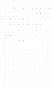 Mapa de caracteres da fonte Hurry Up Hurry Up