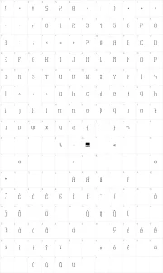 Mapa de caracteres da fonte HVD Spencils