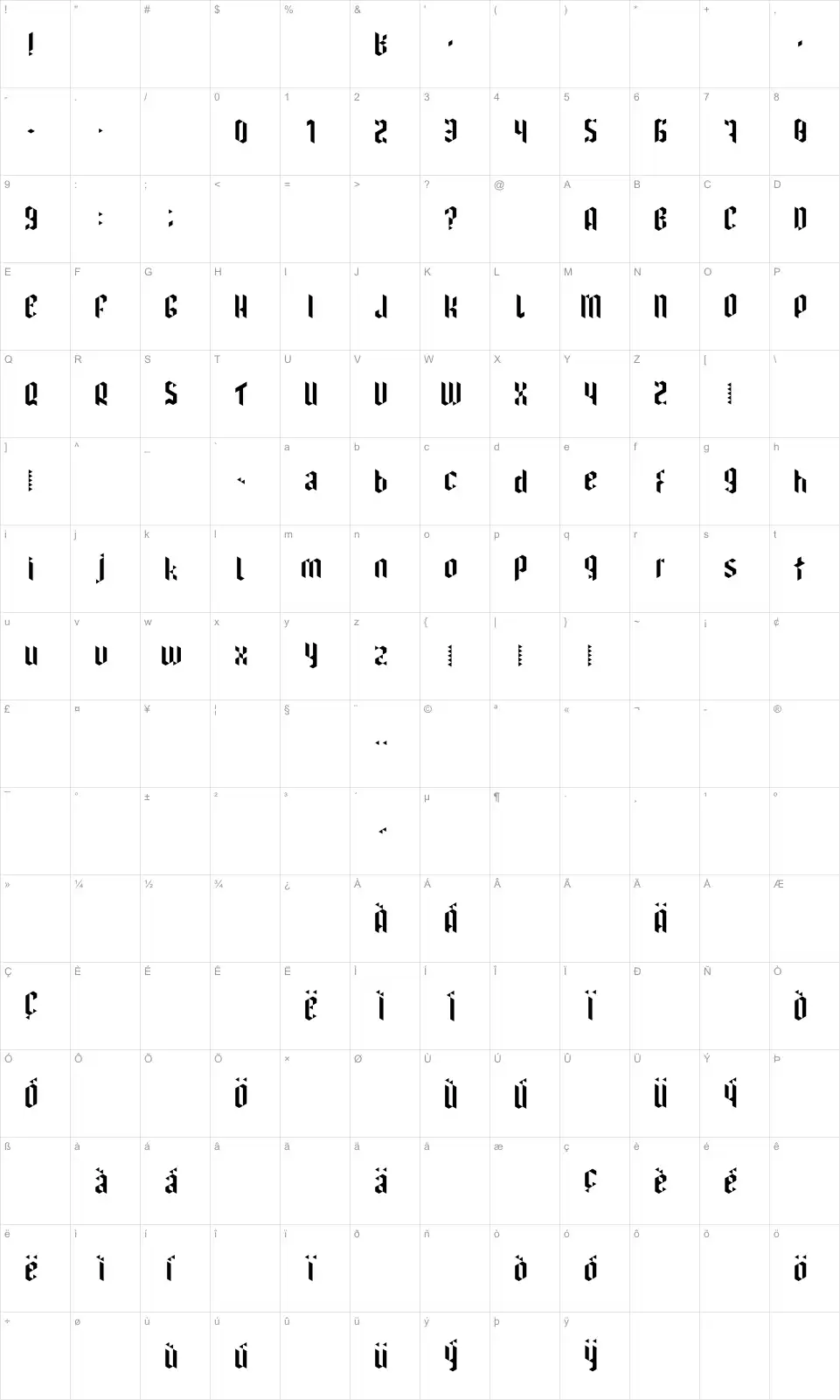 Mapa de caracteres da fonte I have been waiting for you