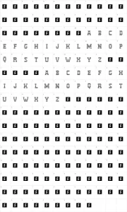 Mapa de caracteres da fonte IBM Logo