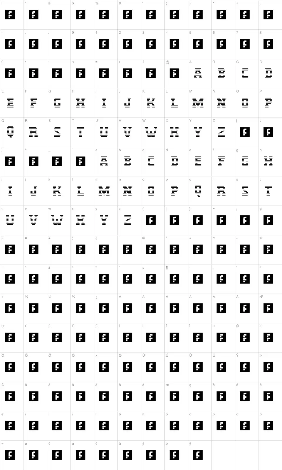 Mapa de caracteres da fonte IBM Logo