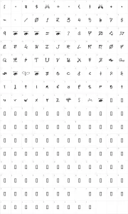 Mapa de caracteres da fonte Ill Skillz