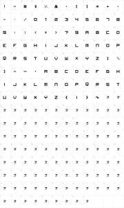 Mapa de caracteres da fonte Imagine Font