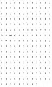 Mapa de caracteres da fonte In your garden