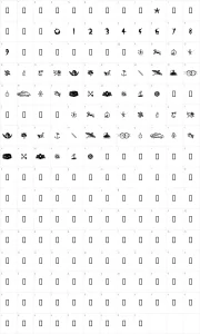 Mapa de caracteres da fonte Infinit Dingbats