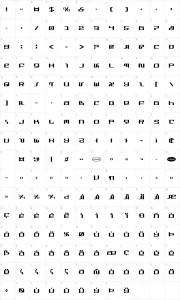 Mapa de caracteres da fonte Infinity Formula