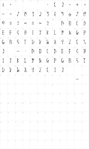 Mapa de caracteres da fonte Ink And Bones