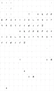 Mapa de caracteres da fonte Intens Writings