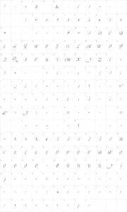 Mapa de caracteres da fonte Invitation Script