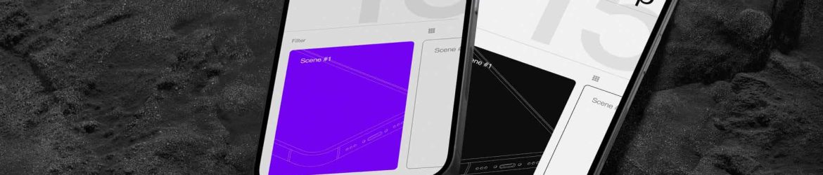 iPhone 15 Pro Mockup on Black Rock