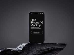 iPhone 16 on Rock Mockup
