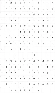 Mapa de caracteres da fonte Island of Misfit Toys