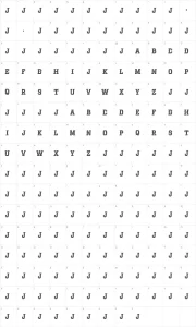 Mapa de caracteres da fonte Jack Runner