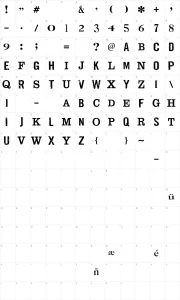 Mapa de caracteres da fonte Jailbird Jenna