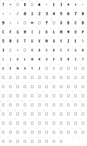 Mapa de caracteres da fonte Jailbird