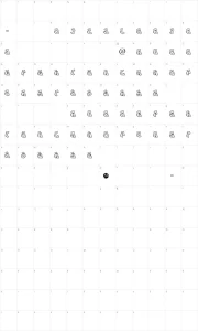 Mapa de caracteres da fonte Jam Session