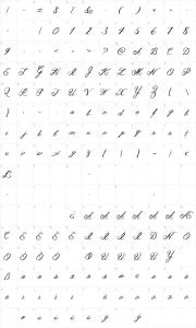 Mapa de caracteres da fonte Janda As Long As You Love Me
