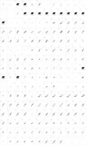 Mapa de caracteres da fonte January Script
