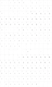 Mapa de caracteres da fonte Jasmine Reminiscentse