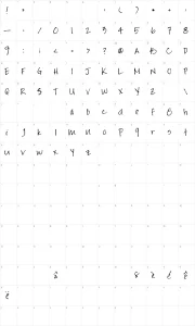 Mapa de caracteres da fonte Jayne Print