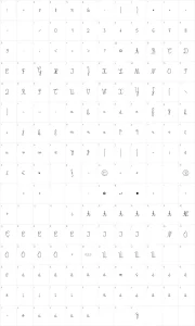Mapa de caracteres da fonte JB Cursive