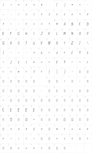 Mapa de caracteres da fonte JB Lames