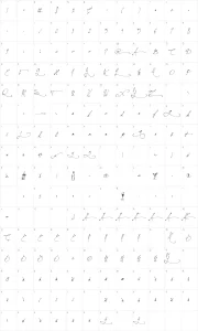 Mapa de caracteres da fonte Jellyka BeesAntique Handwriting