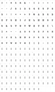 Mapa de caracteres da fonte Jersey Letters