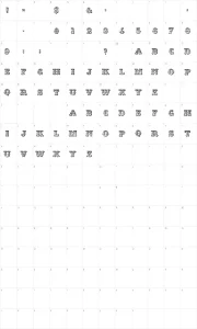 Mapa de caracteres da fonte JF Ringmaster