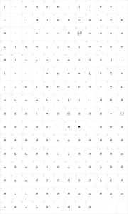 Mapa de caracteres da fonte Jigga Jigga